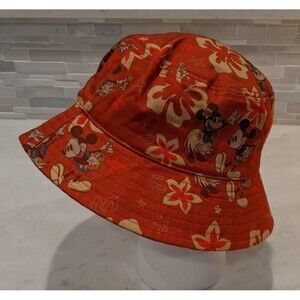 NEW~Disney Parks Mickey Minnie Mouse Retro Tropical Floral Bucket Hat Hawaii